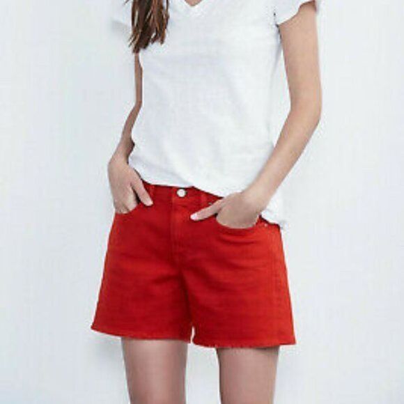 Velvet Anthro Red Tie Dye Iman Boyfriend Denim High Rise Short - Women’s 30 - Picture 1 of 8